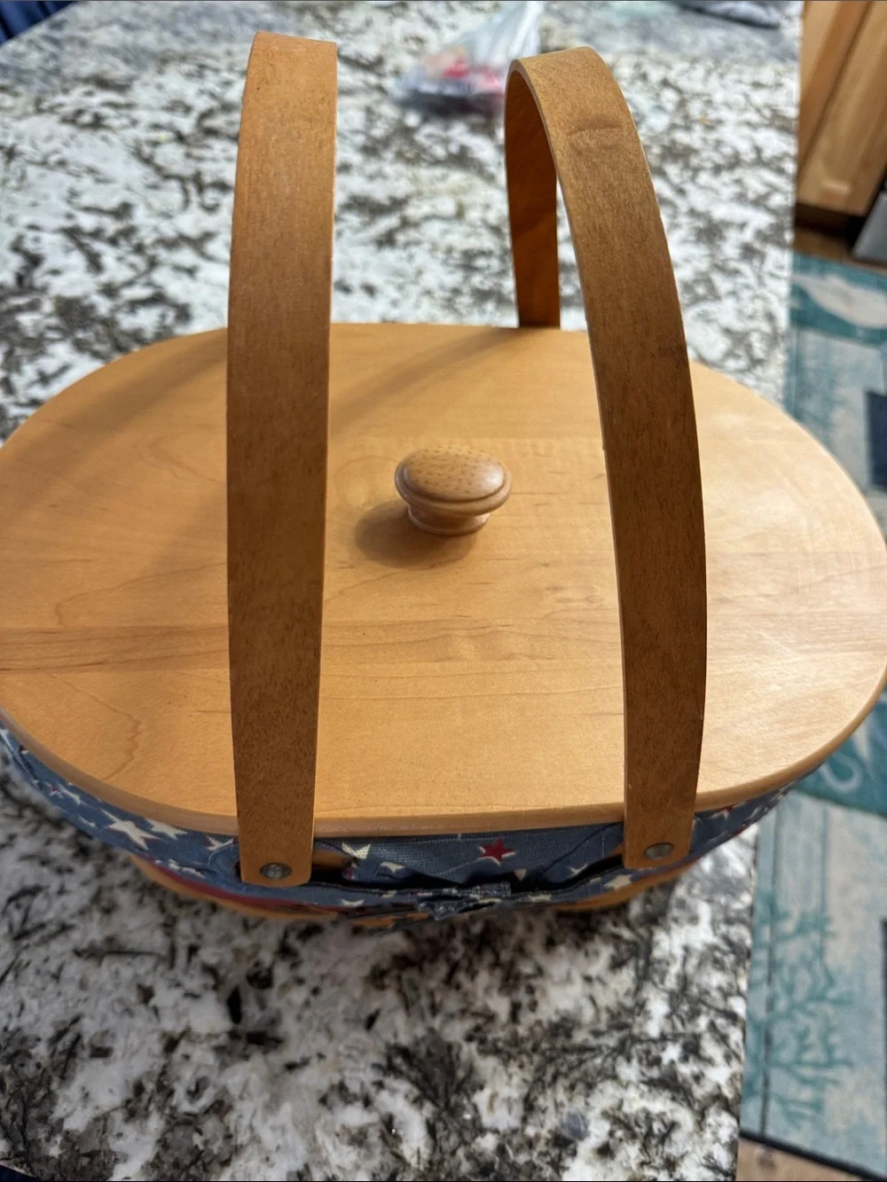 Longaberger Patriotic Star Woven Picnic Basket in Blue, Red, White